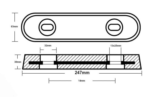 CAVO-BAR-ANODE-VETUS-TYPE-25,-250X63X29MM,-ZINC