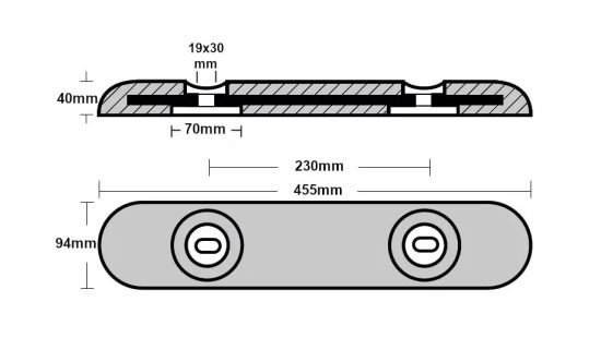 CAVO-BOLT-ON-BAR-ANODE-UK-TYPE-455X90X40MM