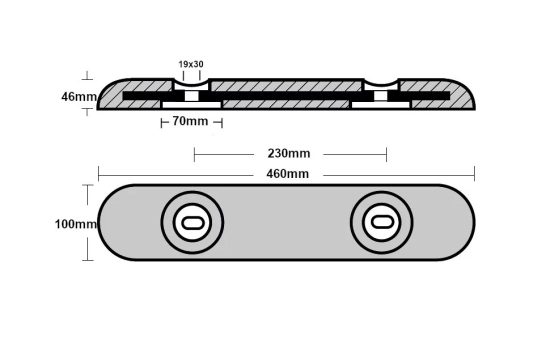 CAVO-BOLT-ON-BAR-ANODE-UK-TYPE-460X100X45MM