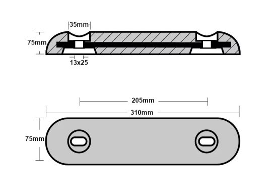 KATRADIS-CAVO-Bolt-on-Bar-Anode-UK-Type-L310mm